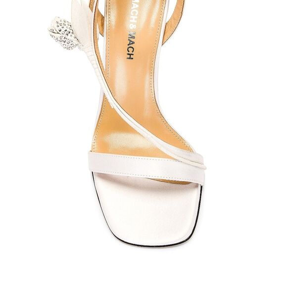 MACH & MACH Wonder Tulip Petite Satin Sandal in White 41 Italian - Picture 3 of 16